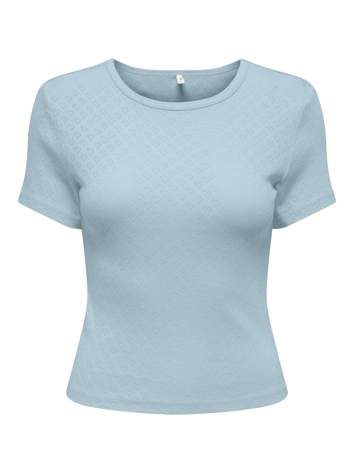 ONLMADISON S/S O-NECK BABY TEE JRS, Winter Sky/Heart pointelle 253196005 Bild 1
