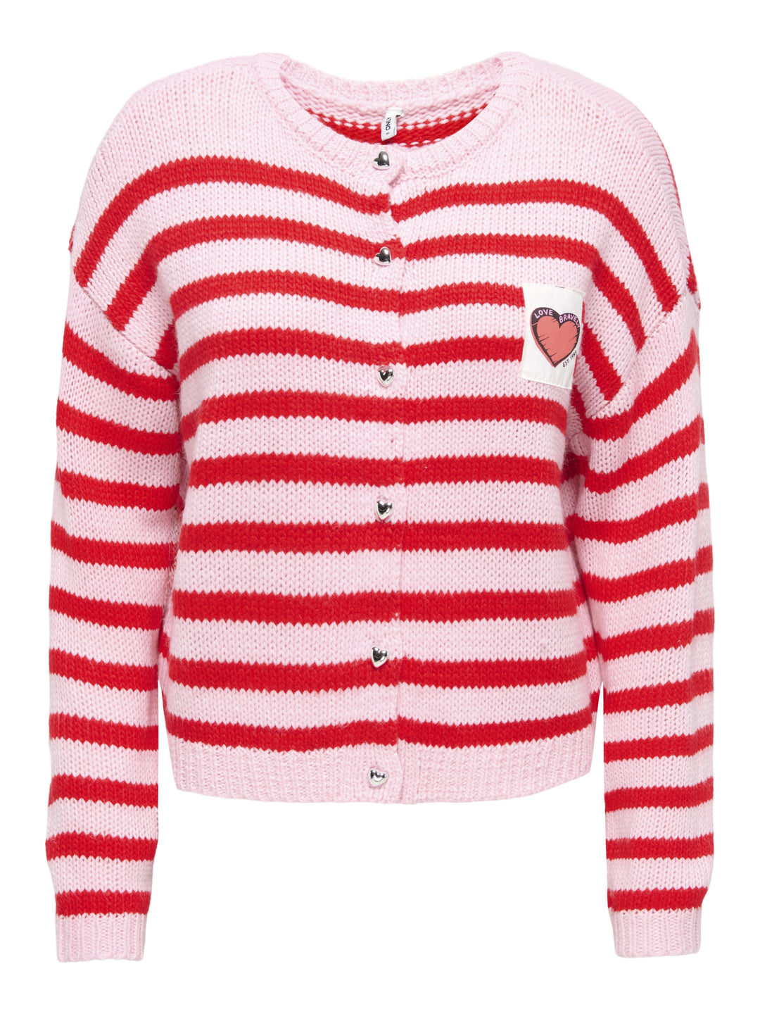 ONLMAILEY LS DETAIL O-NECK CARDI CS, Orchid Pink/High Risk Red/Heart/Sil 223684004 Bild 1