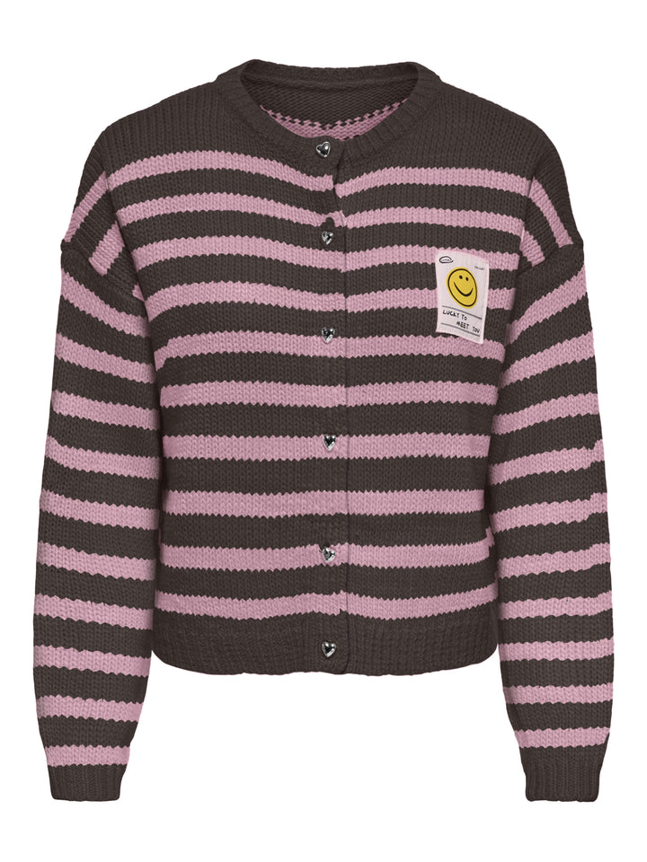 ONLMAILEY LS DETAIL O-NECK CARDI CS, Coffee Bean/Orchid Pink/Smiley/Silv 237375003 Bild 1