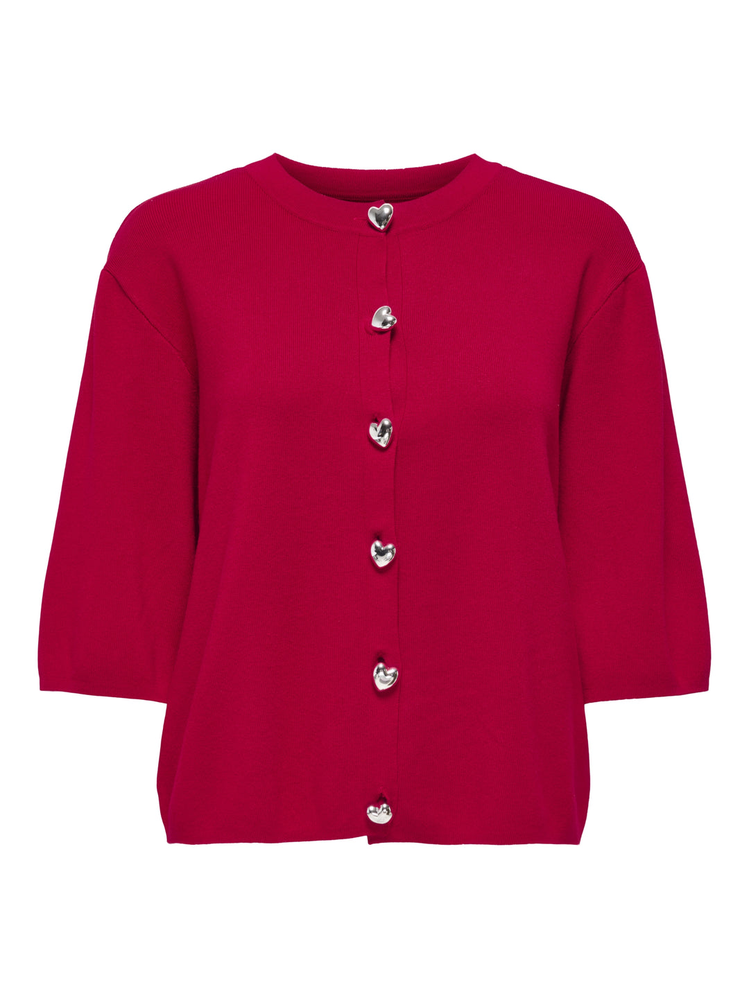 ONLMAISIE 2/4 O-NECK CARDIGAN KNT, Barbados Cherry/Silver Heart button 180043003 Bild 1