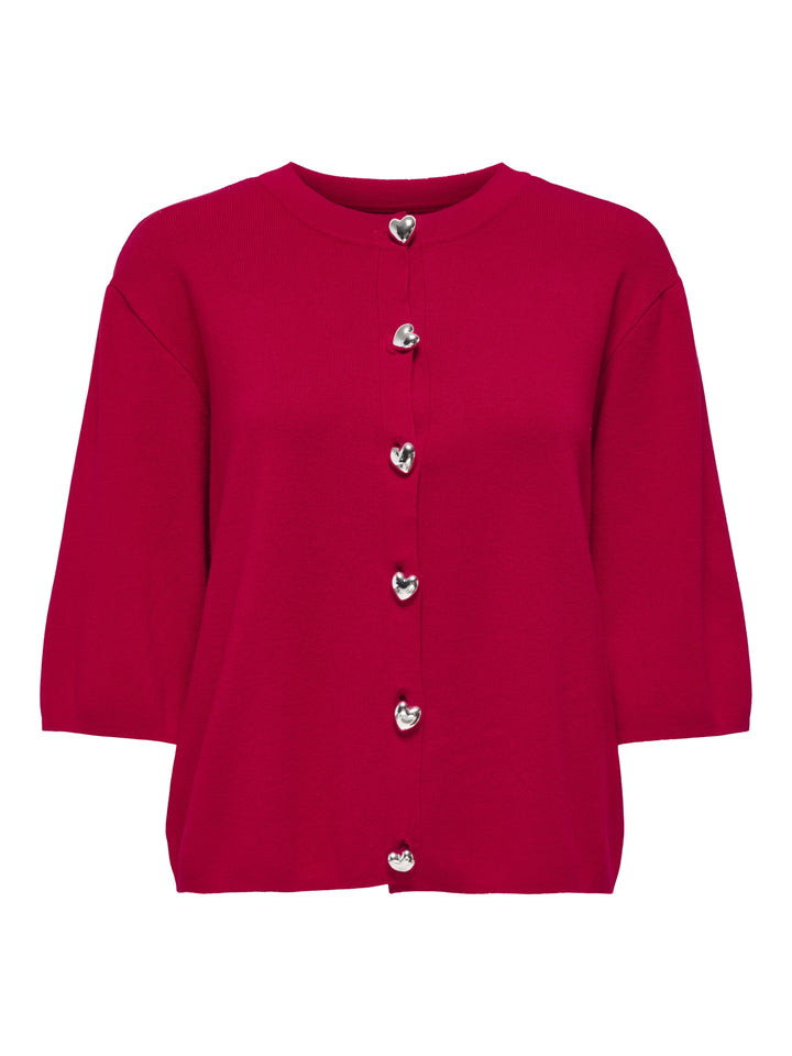 ONLMAISIE 2/4 O-NECK CARDIGAN KNT, Barbados Cherry/Silver Heart button 180043003 Bild 1