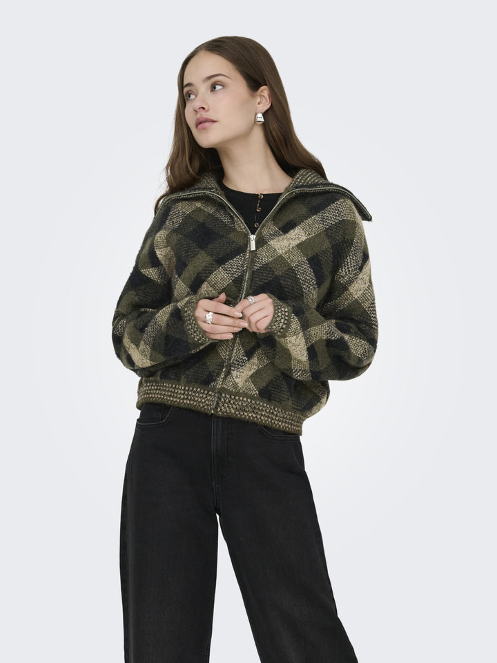 ONLMAROON LS ZIP COLLAR CARDIGAN KN, Forest Night/Small/Otter/Black 193783004 Bild 4