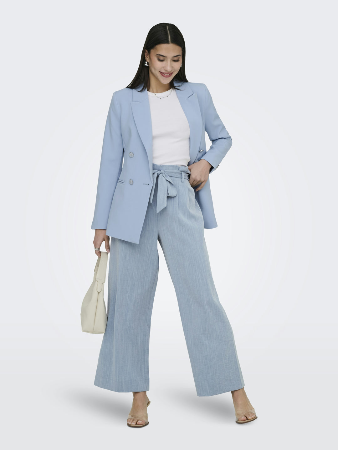 ONLMARSA SOLID PAPERBAG PANT WVN NO, Faded Denim/MELANGE 179686001 Bild 6