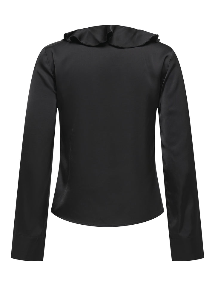 ONLMIKA VIS SATIN L/S FRILL TOP WVN, Black 177911 Bild 2