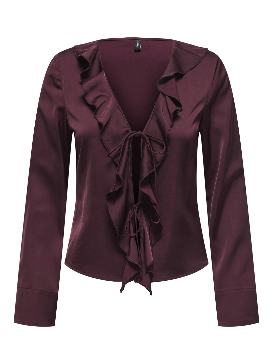 ONLMIKA VIS SATIN L/S FRILL TOP WVN, Decadent Chocolate 215570 Bild 1