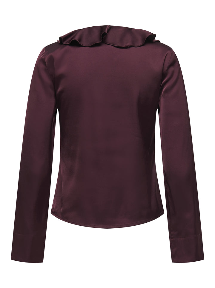 ONLMIKA VIS SATIN L/S FRILL TOP WVN, Decadent Chocolate 215570 Bild 2