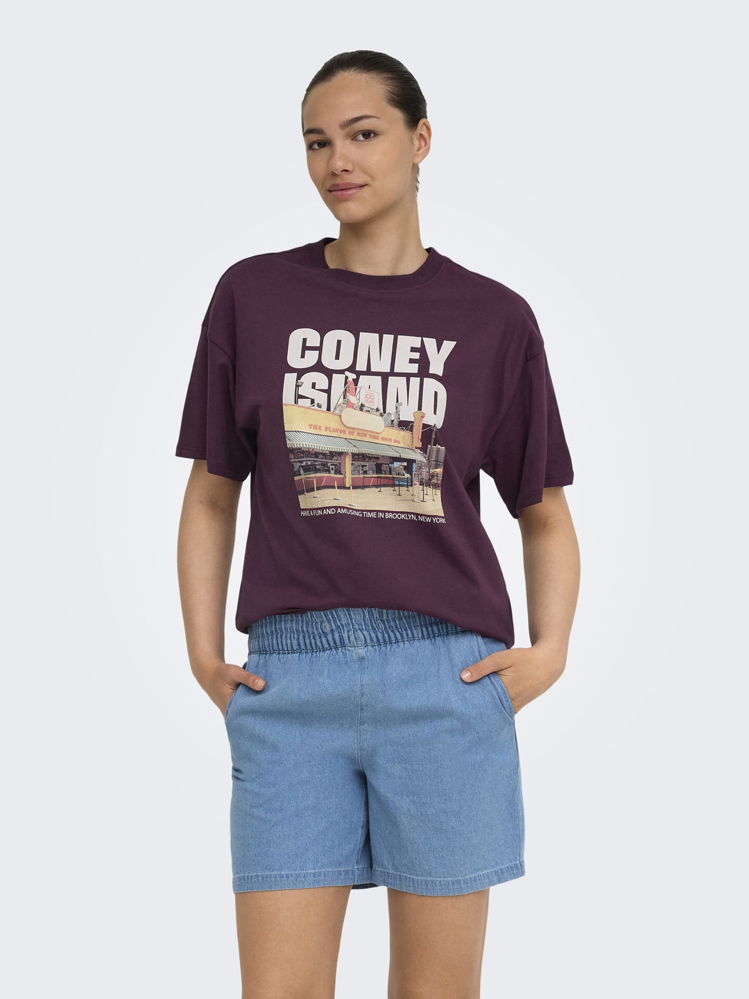 ONLMILA S/S PRINT BOX JRS, Grape Wine/Mila coney island front 275877003 Bild 3