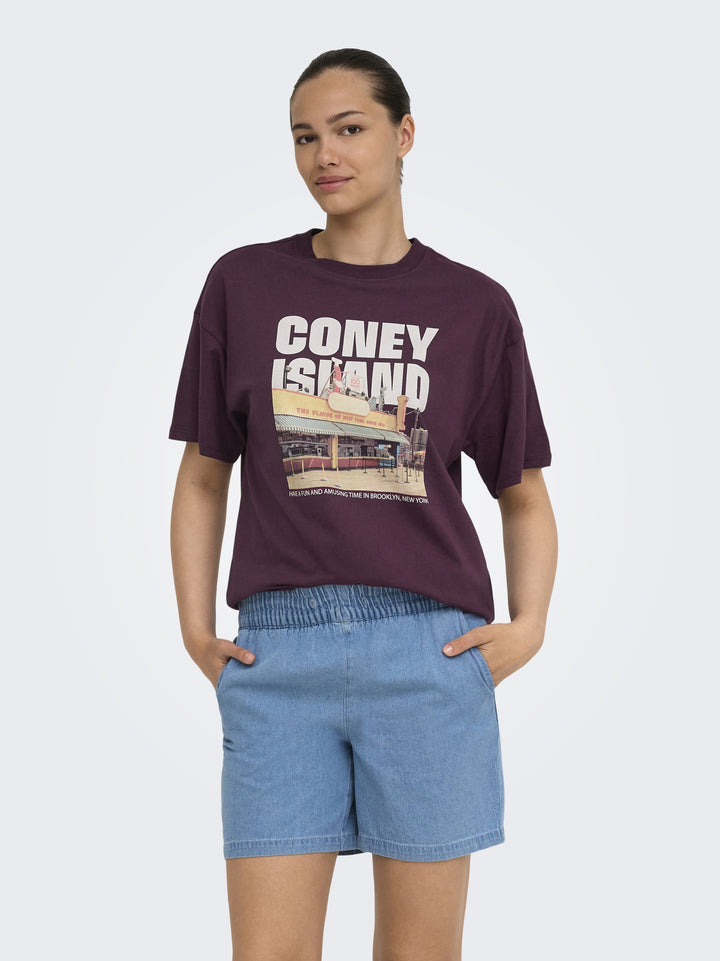 ONLMILA S/S PRINT BOX JRS, Grape Wine/Mila coney island front 275877003 Bild 3