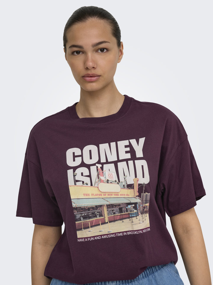 ONLMILA S/S PRINT BOX JRS, Grape Wine/Mila coney island front 275877003 Bild 5