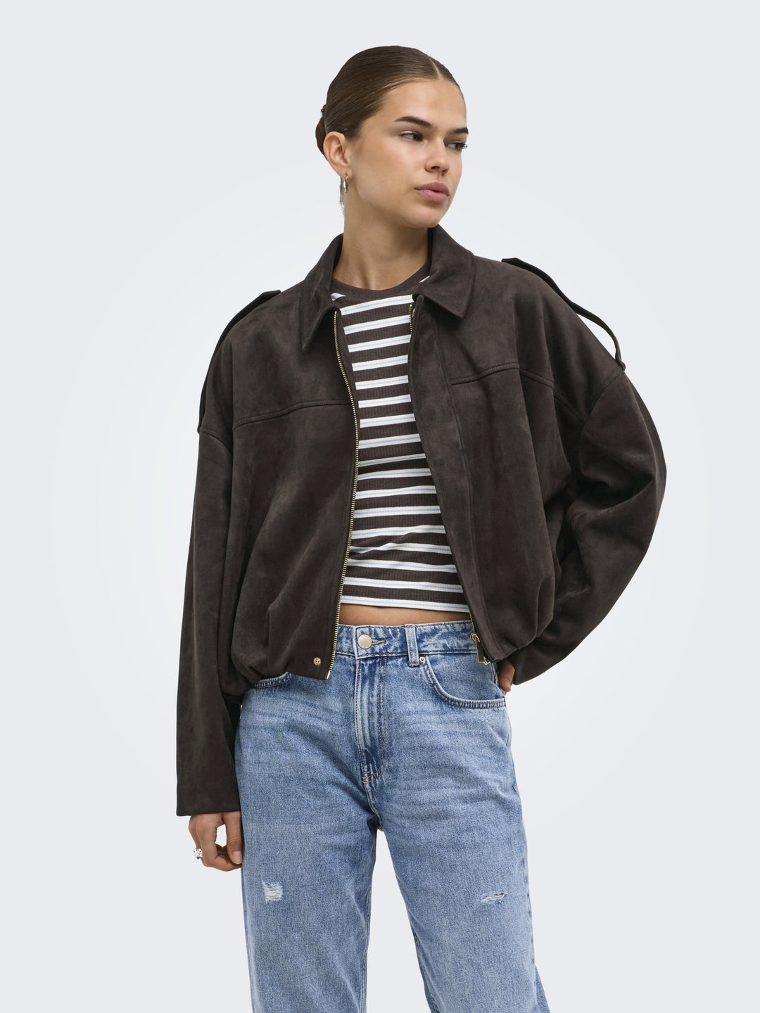 ONLMOON-STINA FAUX SUEDE BOMBER PNT, Chocolate Torte 244915 Bild 4