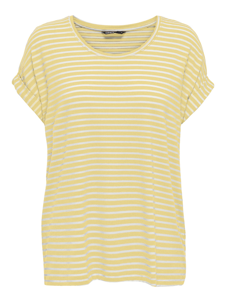 ONLMOSTER STRIPE S/S O-NECK TOP JRS, Pale Banana/CLOUD DANCER 210331001 Bild 1