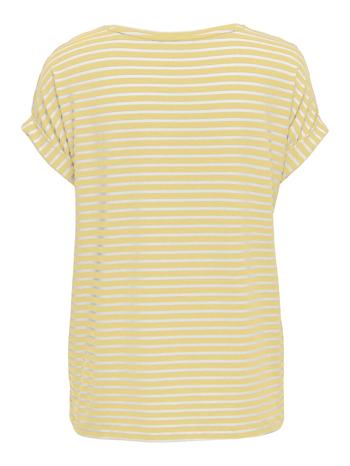 ONLMOSTER STRIPE S/S O-NECK TOP JRS, Pale Banana/CLOUD DANCER 210331001 Bild 2