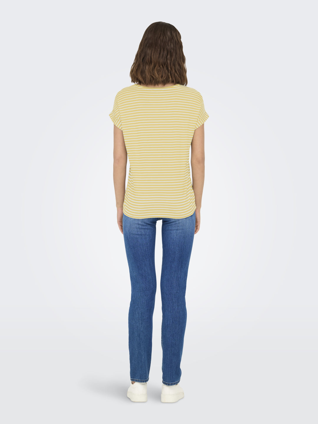 ONLMOSTER STRIPE S/S O-NECK TOP JRS, Pale Banana/CLOUD DANCER 210331001 Bild 3