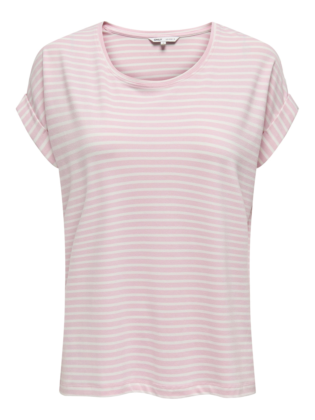 ONLMOSTER STRIPE S/S O-NECK TOP JRS, Pink Lady/CLOUD DANCER 222912001 Bild 1