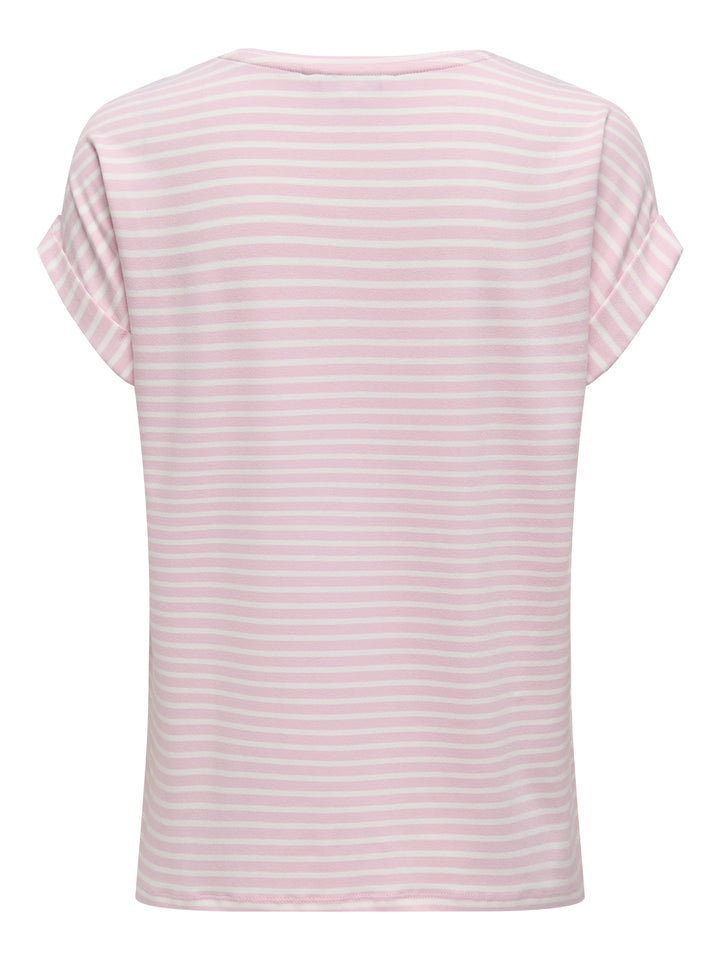ONLMOSTER STRIPE S/S O-NECK TOP JRS, Pink Lady/CLOUD DANCER 222912001 Bild 2