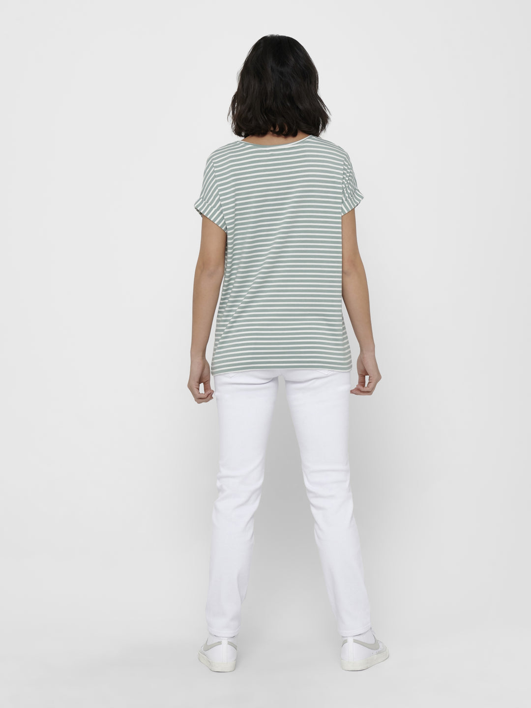 ONLMOSTER STRIPE S/S O-NECK TOP JRS, Jadeite/CLOUD DANCER 254595001 Bild 3