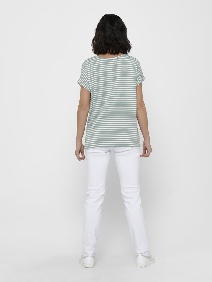 ONLMOSTER STRIPE S/S O-NECK TOP JRS, Jadeite/CLOUD DANCER 254595001 Bild 3