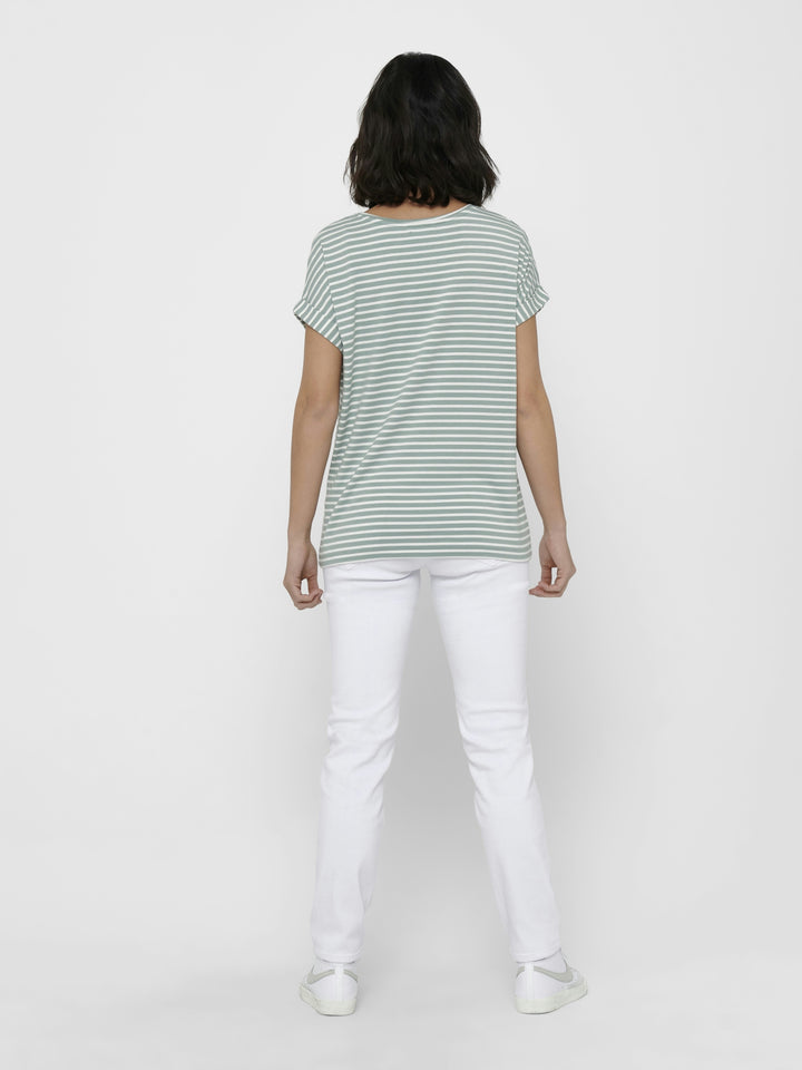 ONLMOSTER STRIPE S/S O-NECK TOP JRS, Jadeite/CLOUD DANCER 254595001 Bild 3