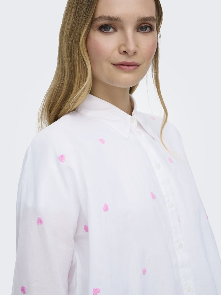 ONLNEW LINA GRACE LS EMB SHIRT NOOS, Bright White/PASTEL LAVENDER HEART 190858048 Bild 3
