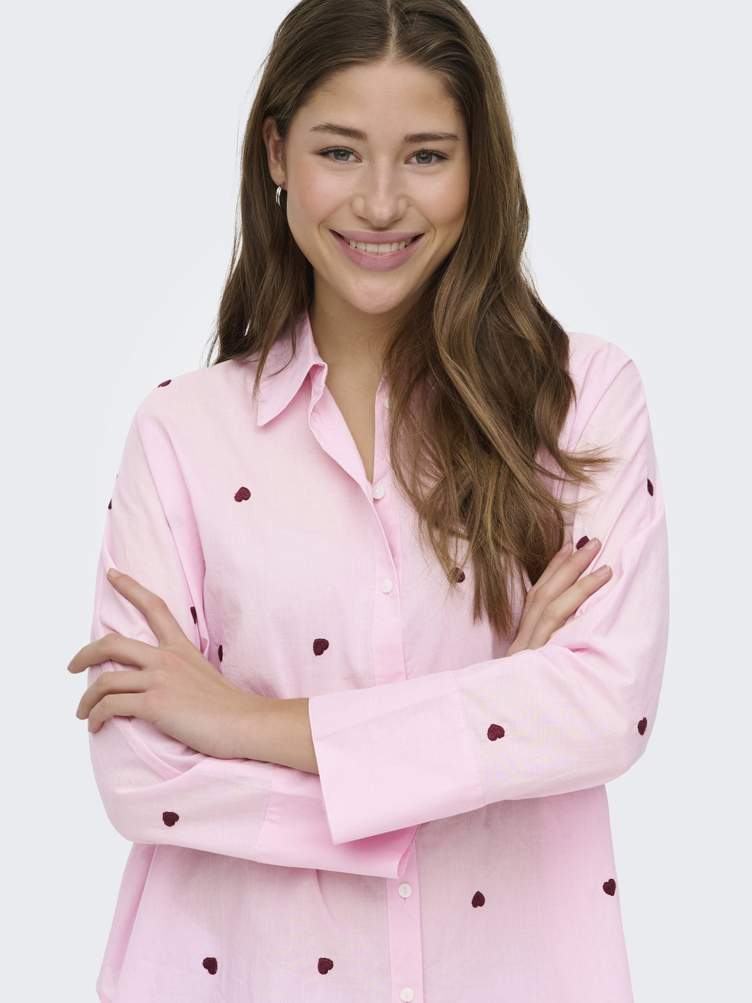 ONLNEW LINA GRACE LS EMB SHIRT NOOS, Roseate Spoonbill/BORDEAUX HEART 234475046 Bild 3