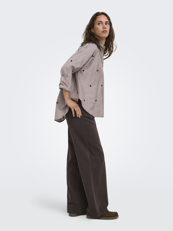 ONLNEW LINA GRACE STR EMB SHIRT NOO, Coffee Bean/STRIPE W. COFFEE BEAN H 237375008 Bild 5