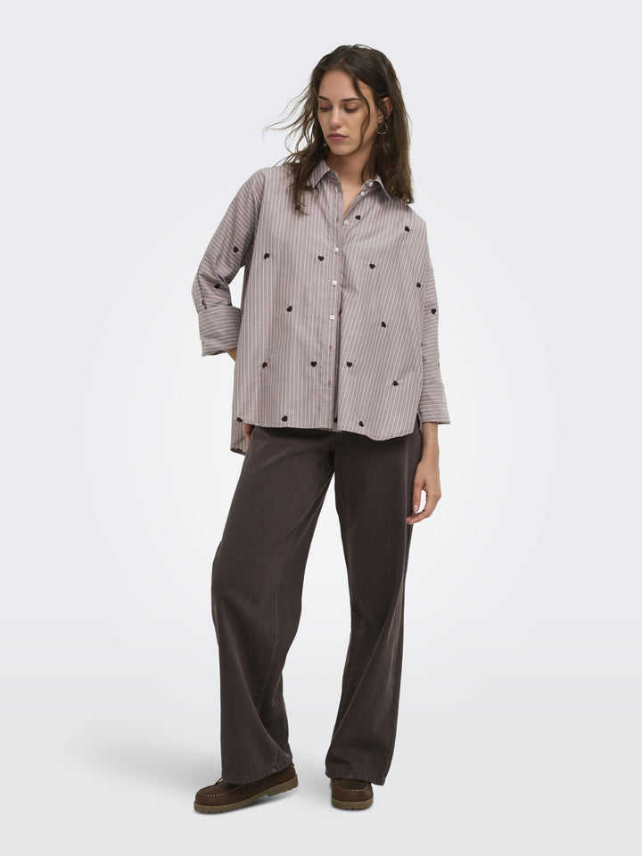 ONLNEW LINA GRACE STR EMB SHIRT NOO, Coffee Bean/STRIPE W. COFFEE BEAN H 237375008 Bild 6