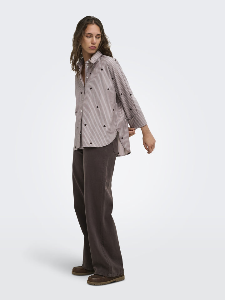 ONLNEW LINA GRACE STR EMB SHIRT NOO, Coffee Bean/STRIPE W. COFFEE BEAN H 237375008 Bild 7