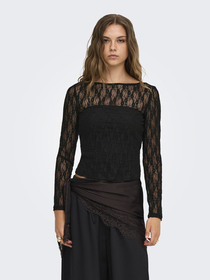 ONLNIKITA L/S BOATNECK LACE TOP BOX, Black 177911 Bild 4