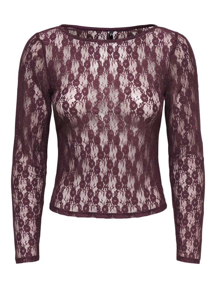 ONLNIKITA L/S BOATNECK LACE TOP BOX, Decadent Chocolate 215570 Bild 1