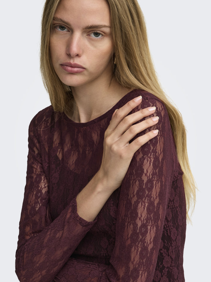 ONLNIKITA L/S BOATNECK LACE TOP BOX, Decadent Chocolate 215570 Bild 3