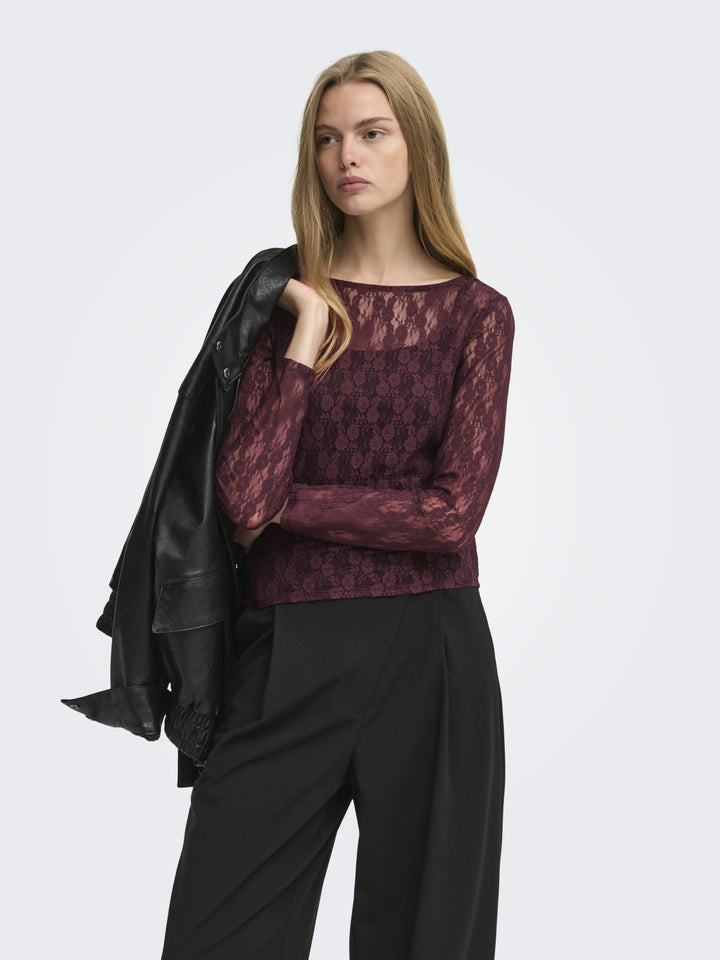 ONLNIKITA L/S BOATNECK LACE TOP BOX, Decadent Chocolate 215570 Bild 4