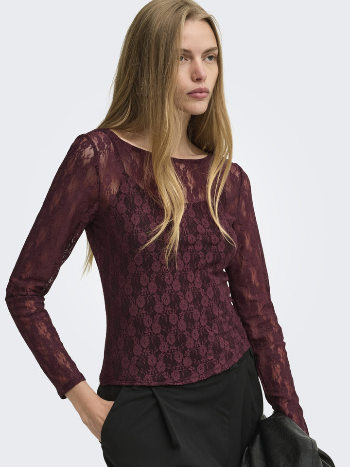 ONLNIKITA L/S BOATNECK LACE TOP BOX, Decadent Chocolate 215570 Bild 6