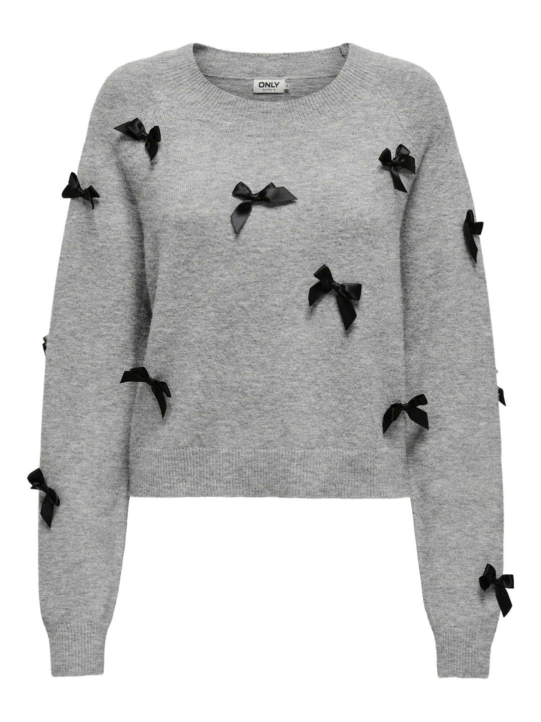 ONLNOELLE LS BOW PULLOVER KNT, Light Grey Melange/W. Black Bows 179073002 Bild 1