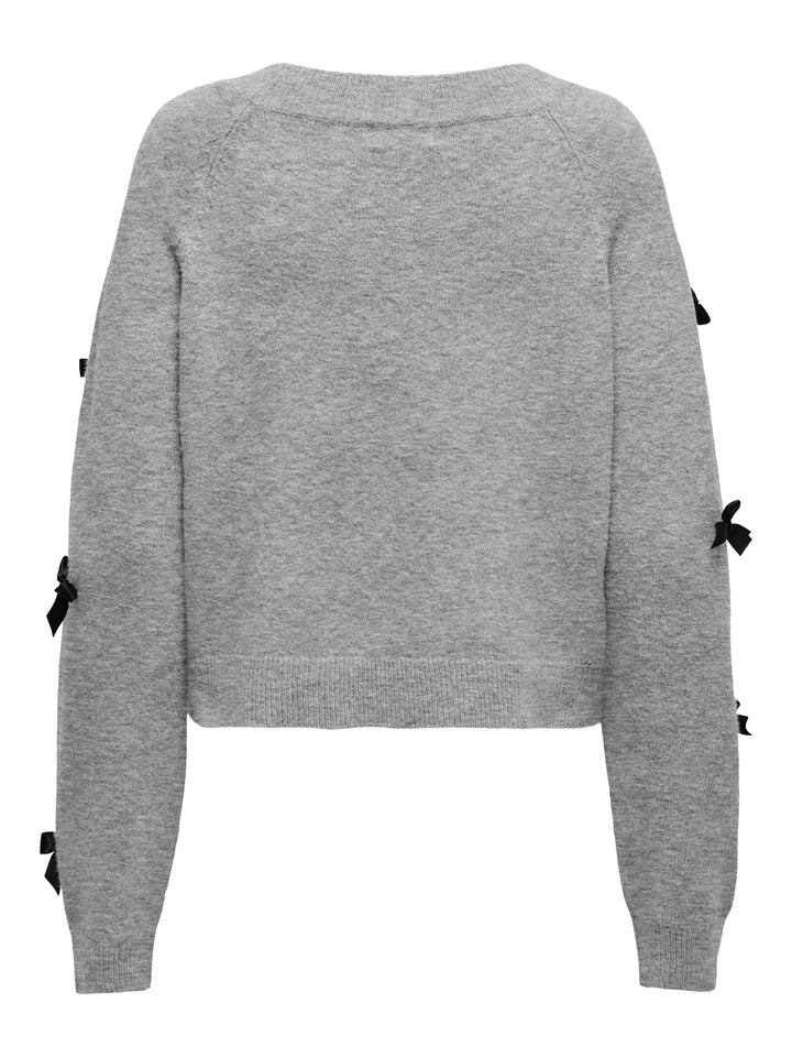ONLNOELLE LS BOW PULLOVER KNT, Light Grey Melange/W. Black Bows 179073002 Bild 2