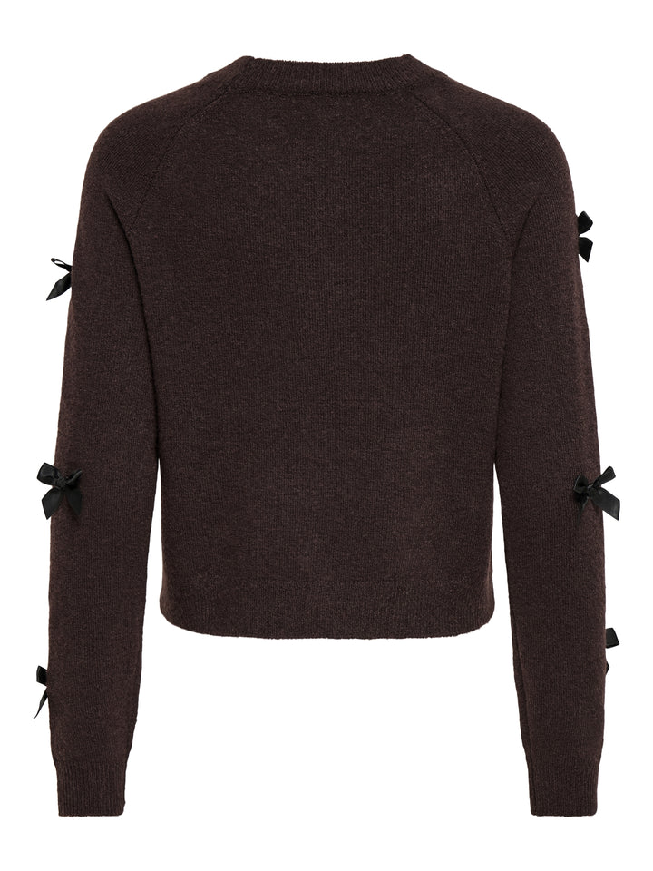 ONLNOELLE LS BOW PULLOVER KNT, Chocolate Torte/Black Bows 244915003 Bild 2