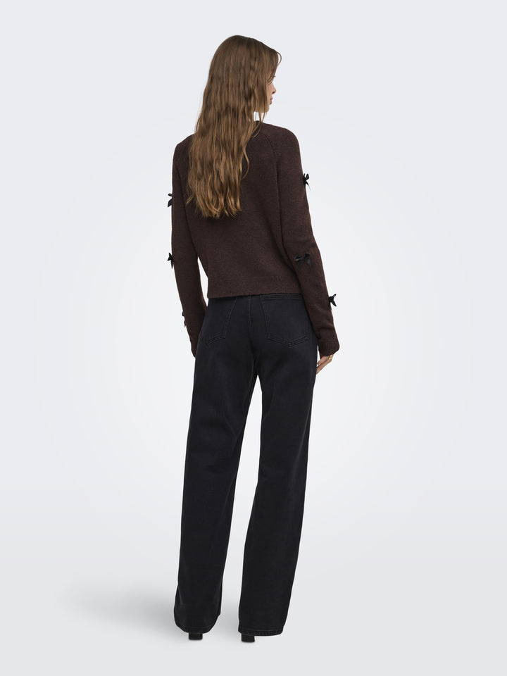 ONLNOELLE LS BOW PULLOVER KNT, Chocolate Torte/Black Bows 244915003 Bild 6
