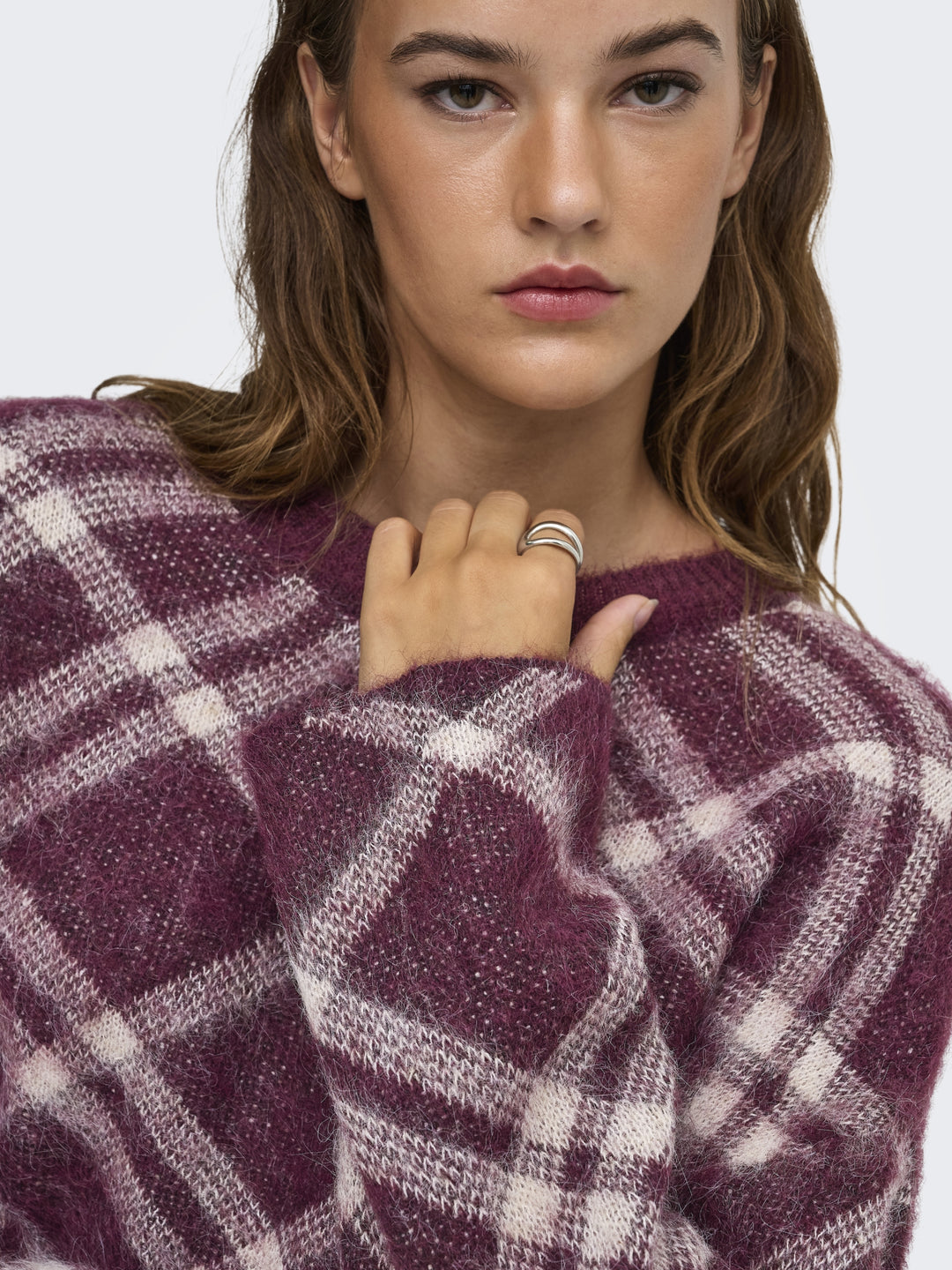 ONLNOEME LS PATTERN O-NECK KNT, Fig/Oatmeal/Mel 177912018 Bild 3