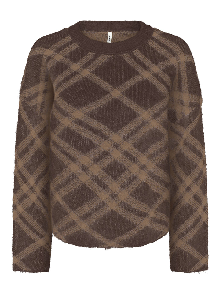 ONLNOEME LS PATTERN O-NECK KNT, Chocolate Martini/Cocoa Creme/Mel 286415011 Bild 1