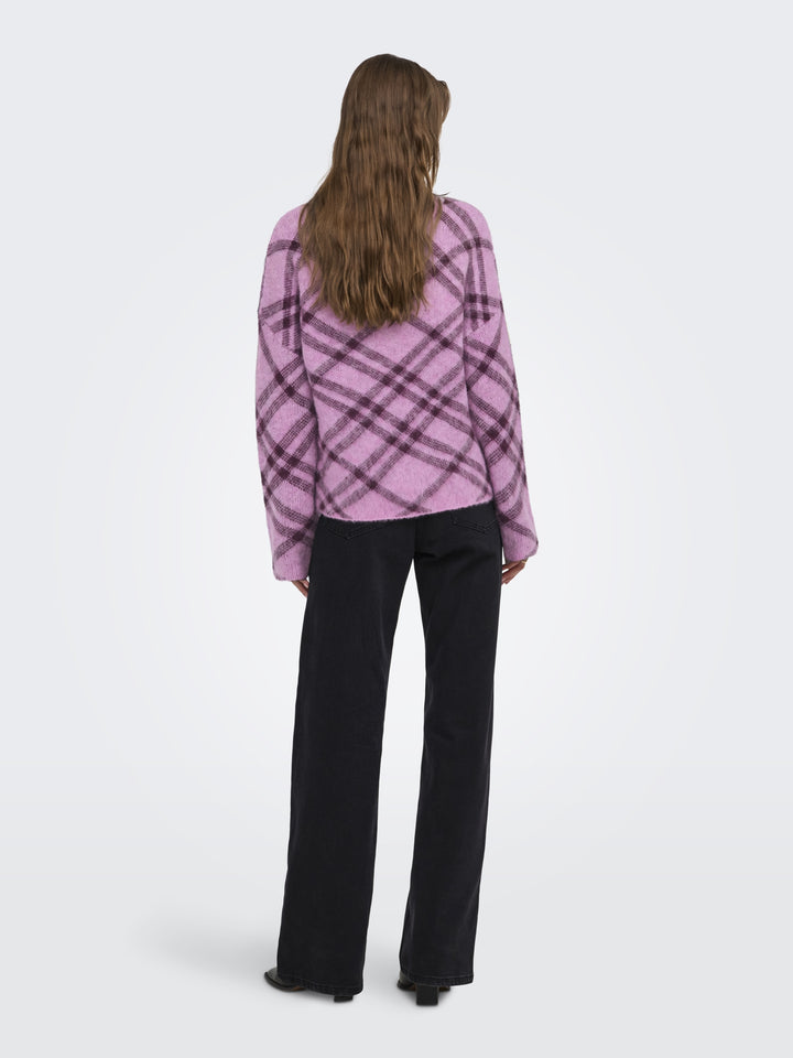 ONLNOEME LS PATTERN O-NECK KNT, Cyclamen/Check/Fig/Mel 286456003 Bild 6