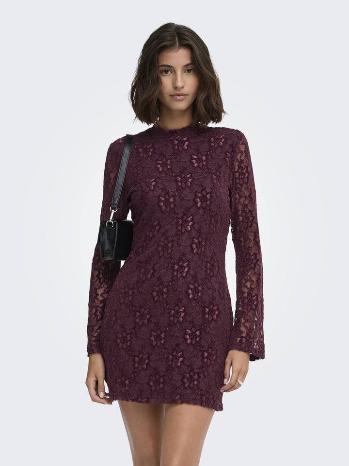 ONLNOLA L/S LACE VELVET DRESS JRS, Winetasting 188839 Bild 4