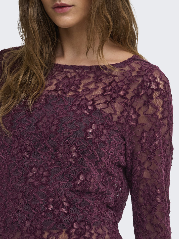 ONLNOLA L/S LACE VELVET TOP JRS, Winetasting 188839 Bild 3
