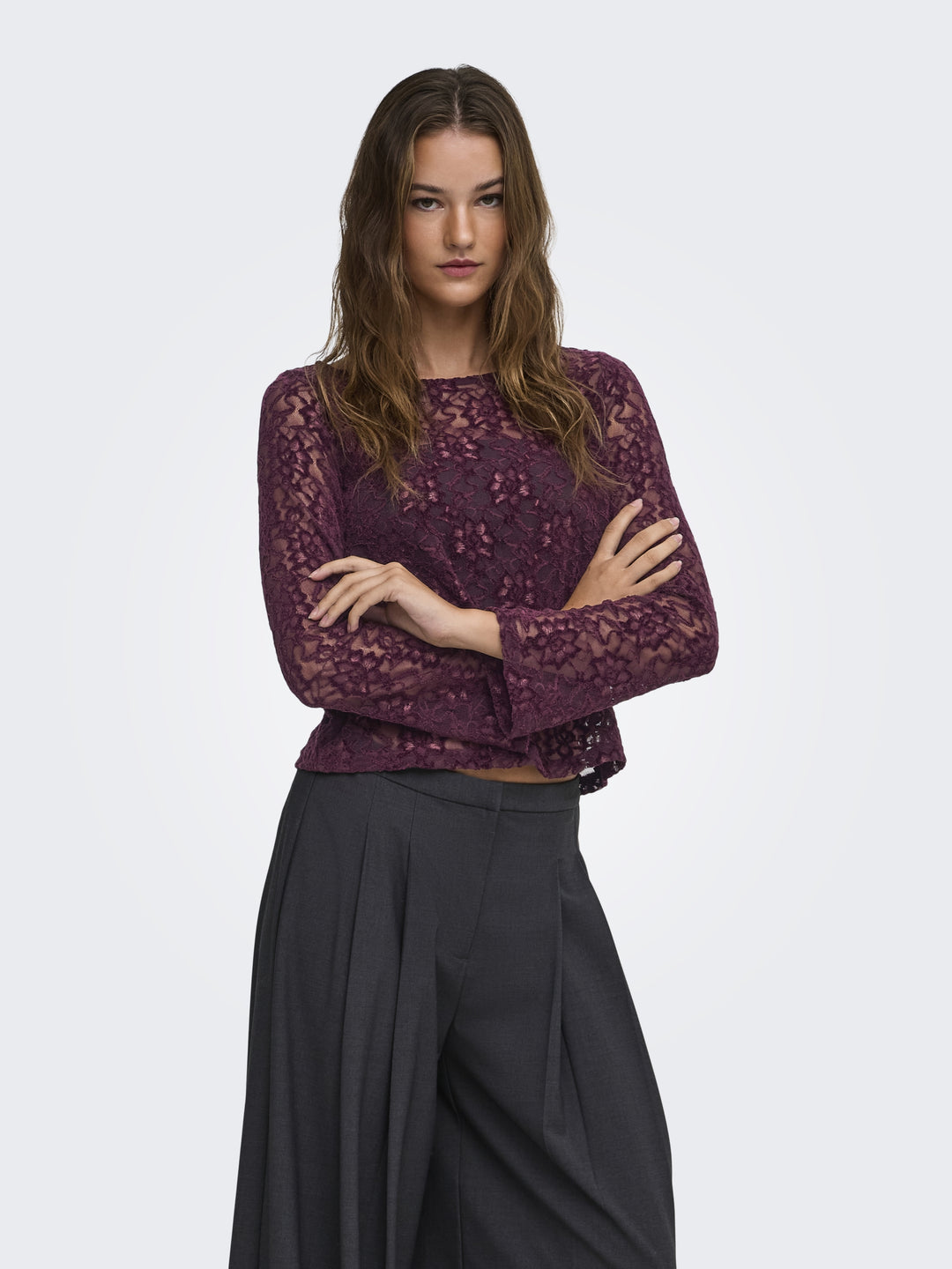 ONLNOLA L/S LACE VELVET TOP JRS, Winetasting 188839 Bild 4