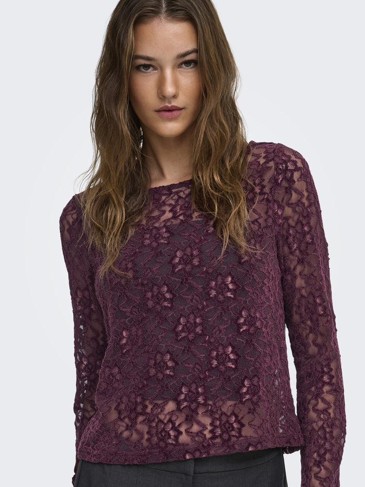 ONLNOLA L/S LACE VELVET TOP JRS, Winetasting 188839 Bild 6