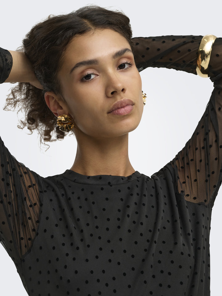 ONLNOVA L/S MESH TOP WVN, Black/743 Black dots 177911010 Bild 3