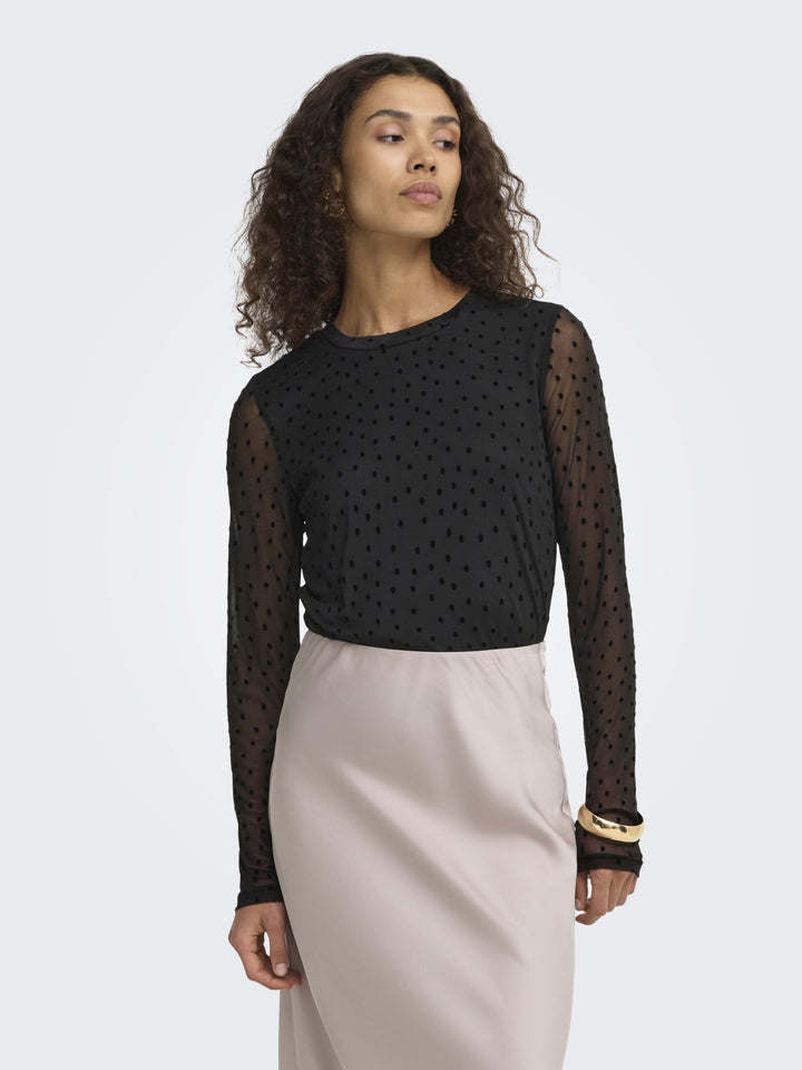 ONLNOVA L/S MESH TOP WVN, Black/743 Black dots 177911010 Bild 4