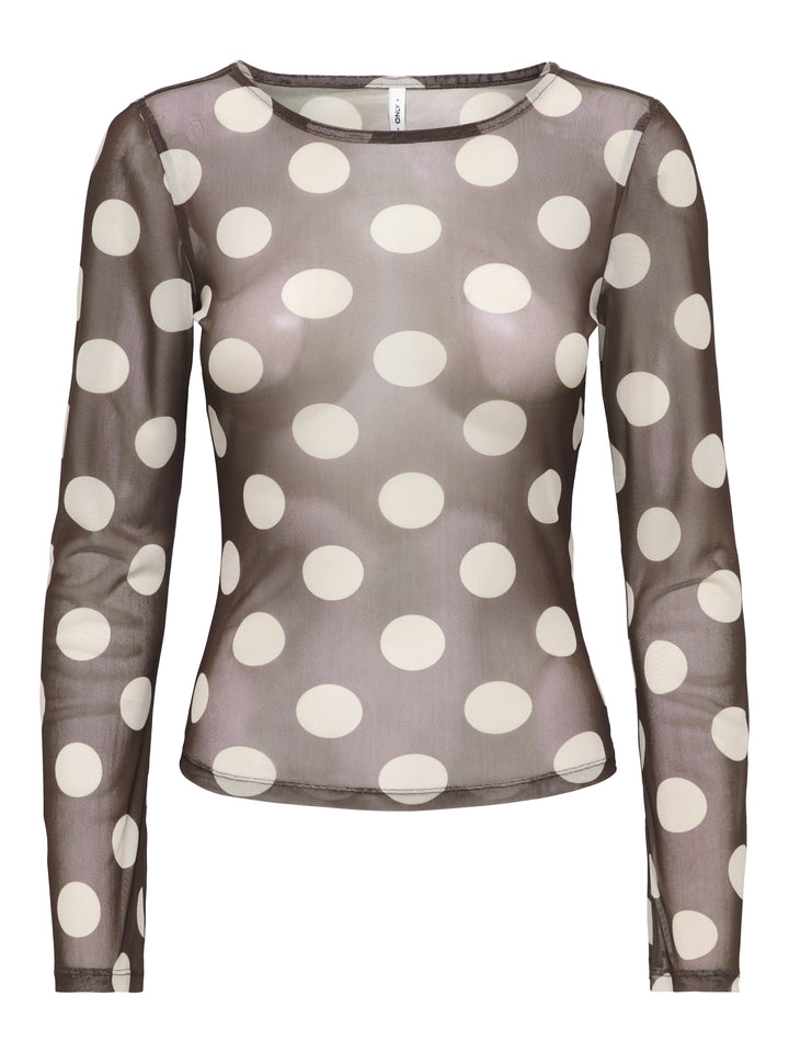 ONLNOX BOATNECK BELL L/S TOP JRS, Coffee Bean/Pumice stone dots (vic) 237375003 Bild 1