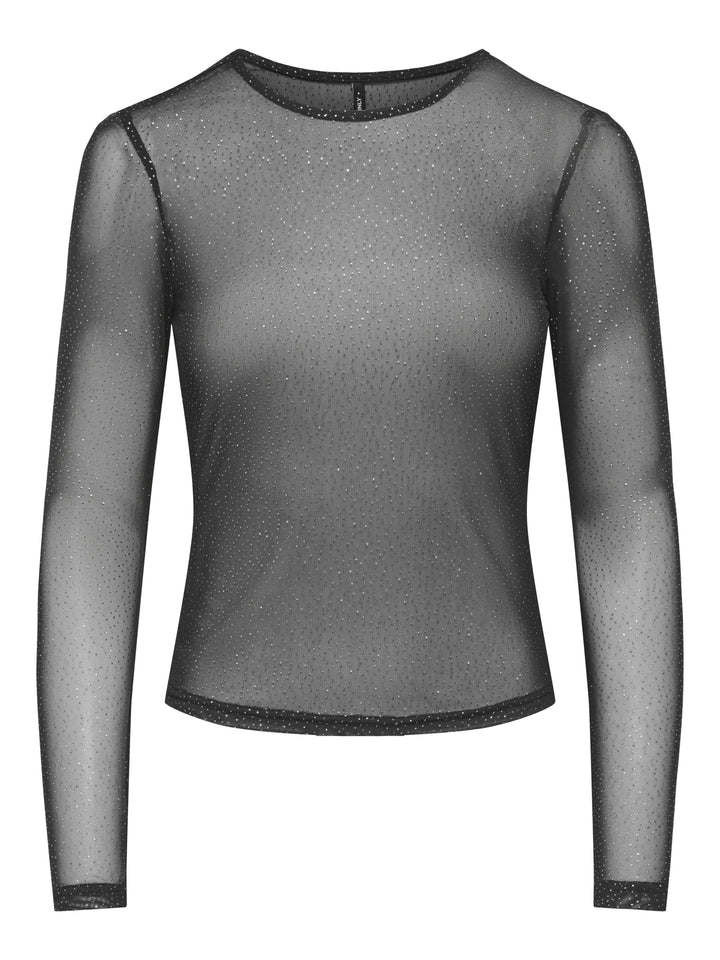 ONLOPUS L/S MESH TOP JRS, Black/Silver glitter dots (opus) 177911002 Bild 1