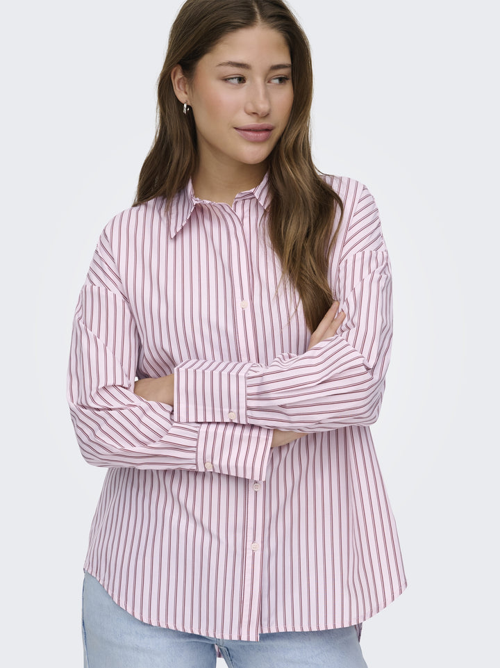 ONLOREGON ALVA LS REG SHIRT NOOS WV, Fuchsia Pink/BORDEAUX+WHITE 219990006 Bild 3