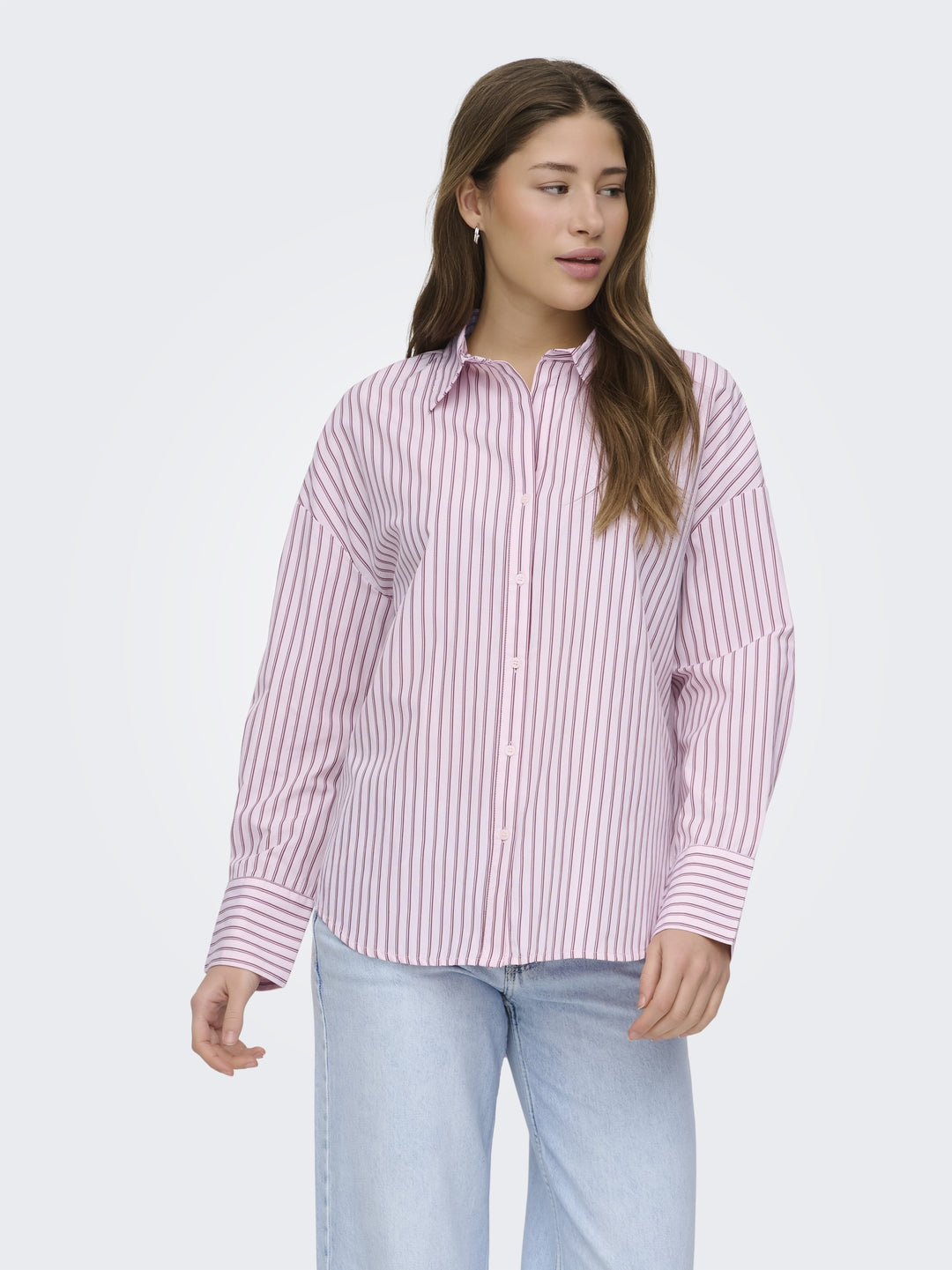 ONLOREGON ALVA LS REG SHIRT NOOS WV, Fuchsia Pink/BORDEAUX+WHITE 219990006 Bild 4