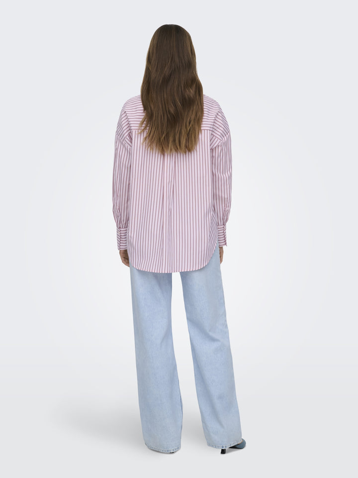 ONLOREGON ALVA LS REG SHIRT NOOS WV, Fuchsia Pink/BORDEAUX+WHITE 219990006 Bild 5